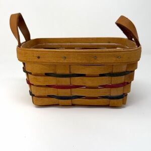 Longaberger Handwoven Basket w/ Leather Handles Small Preloved